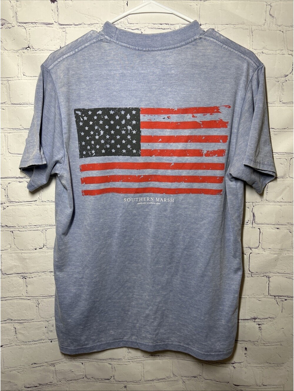 Southern Marsh Men's SEAWASH USA Flag Pocket T-Shirt Short Sleeve Blue Small